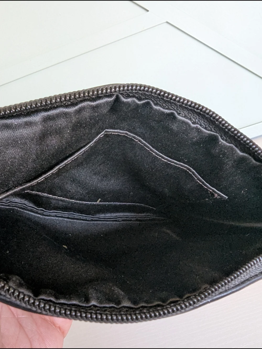 COACH Black Signature Leather Wristlet Pouch